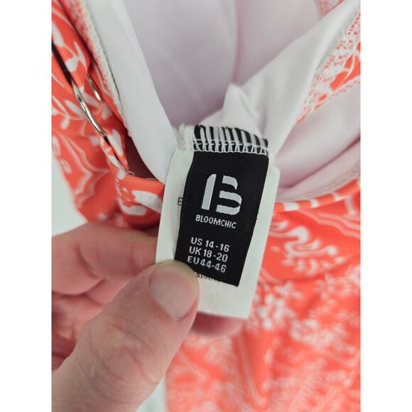 Bloomchic Womens Sz 14/16 One Piece Swimsuit Swim Dress Pink Bandana Print - Picture 2 of 6